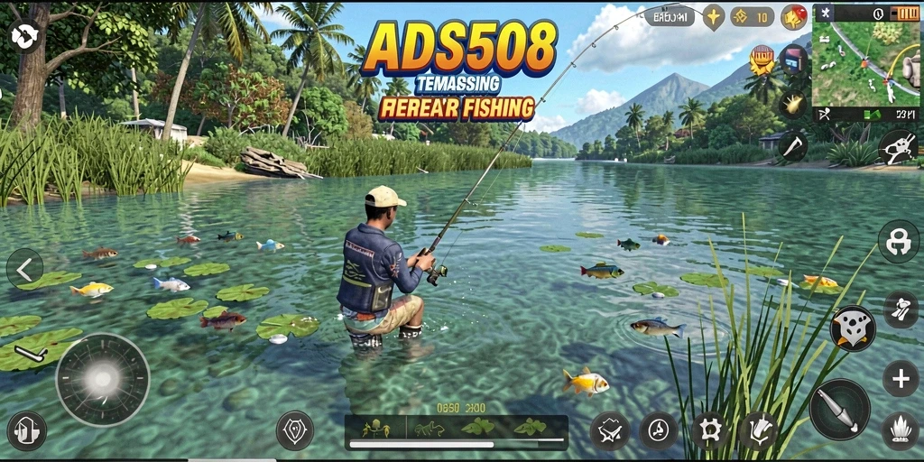 Tampilan gameplay memancing yang realistis dari ADS508.