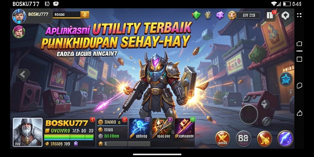 Screenshot utama BOSKU777 yang menampilkan antarmuka aplikasi Utility.