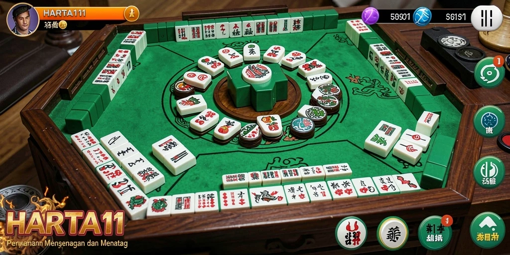 Screenshot gameplay HARTA11 menampilkan aksi seru dalam permainan Mahjong.