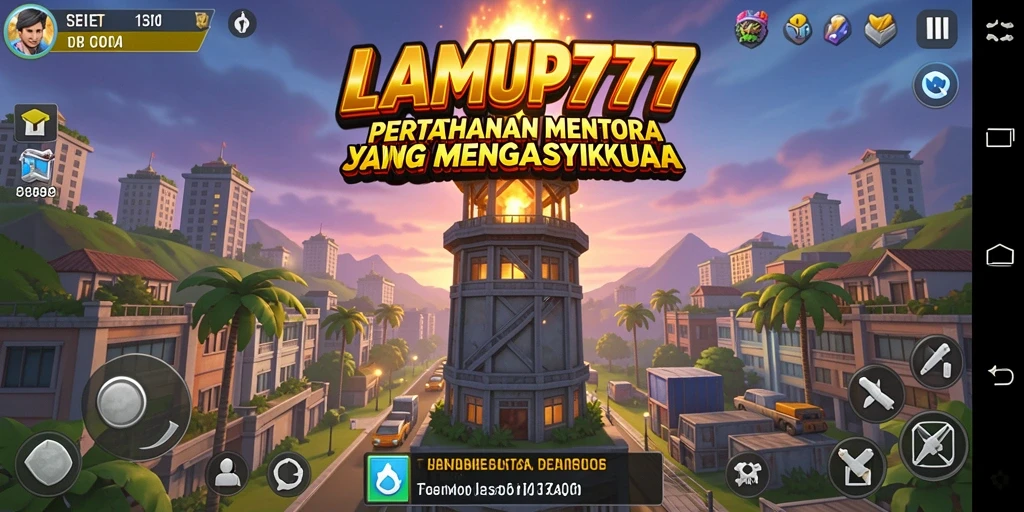 Screenshot gameplay LAMPU777 menampilkan aksi pertahanan menara yang mendebarkan.
