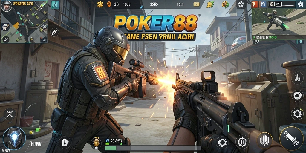 Tangkapan layar POKER88 menampilkan aksi tembak-menembak yang mendebarkan.