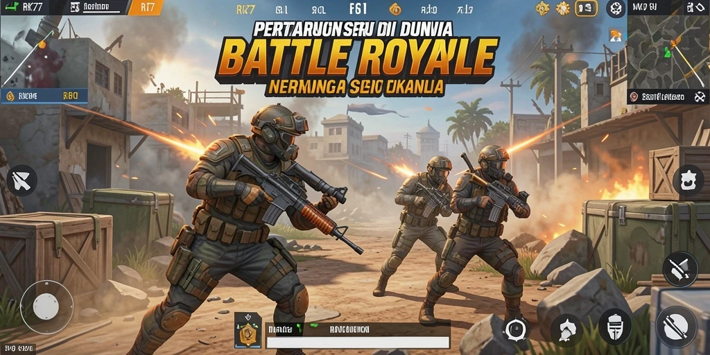 Tampilan seru gameplay RK77 saat bertempur dalam mode Battle Royale.