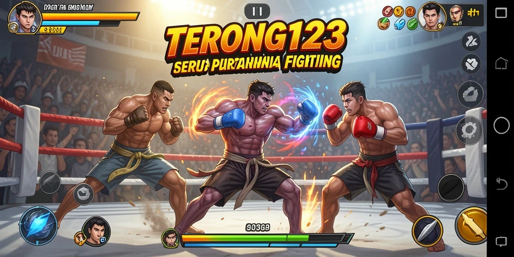 Screenshot gameplay TERONG123 menampilkan karakter bertarung dengan aksi mendebarkan.