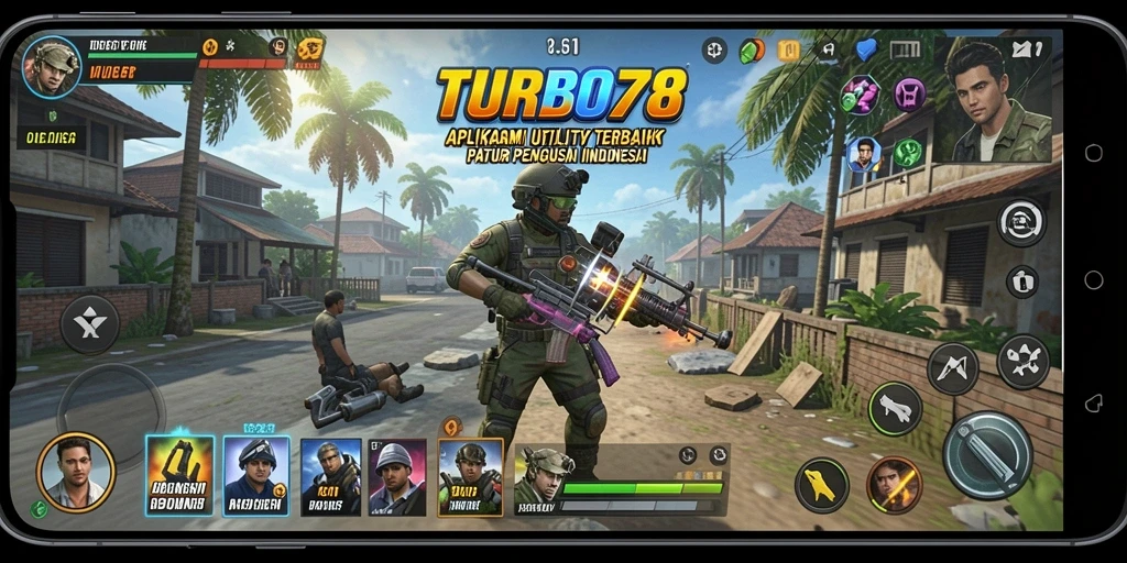 Tampilan antarmuka aplikasi TURBO78 yang sederhana dan efektif.