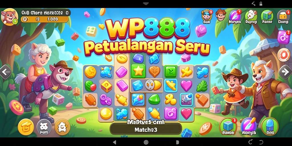 Tampilan gameplay WP888 yang dinamis dan berwarna-warni.